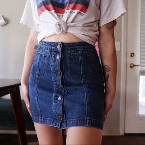 Topshop Denim Button Down Skirt